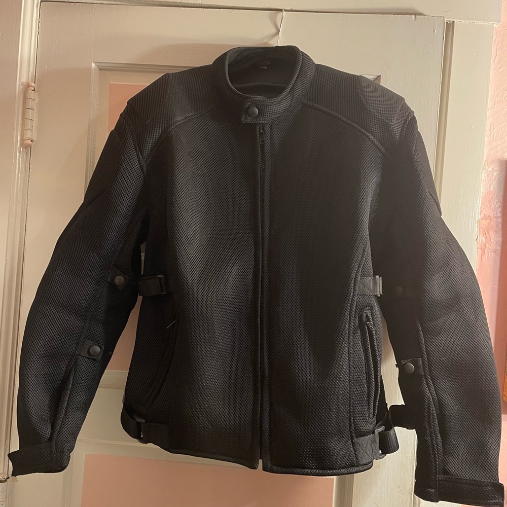Himalaya Motorbike, black scotchlite, 3M padded, jacket. size M w/ zippers snaps